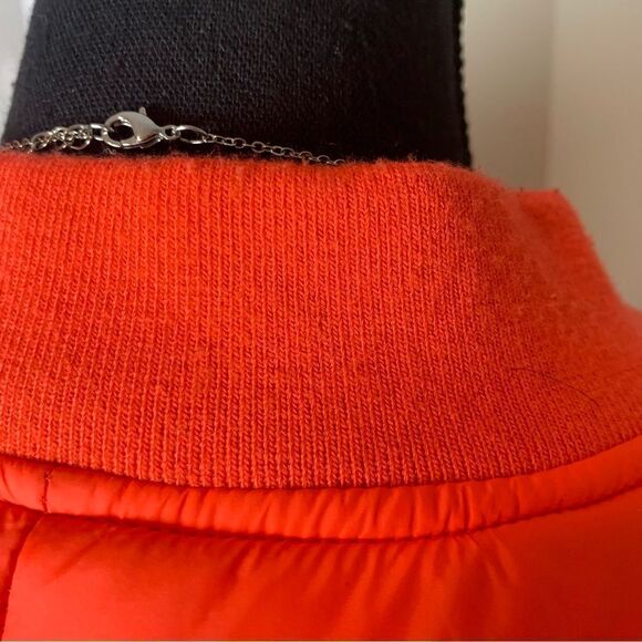 Zara red orange cropped zip front bomber long sleeve‎ puffer jacket size xs - Picture 5 of 15